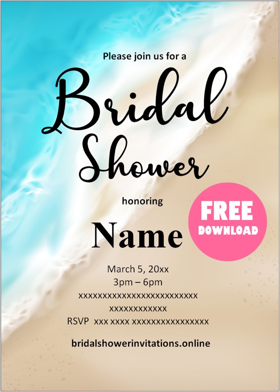 Beach theme Bridal Shower Invitations
