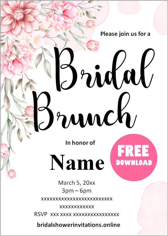 Printable brunch bridal shower invitations