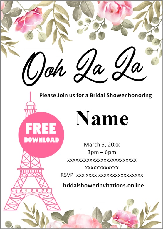 bridal shower invitations free printable