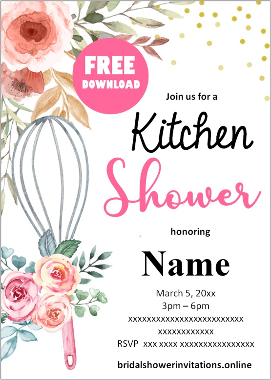 Kitchen Bridal Shower Invitation, Pampered Chef Bridal Shower Invite,  Digital Printable 